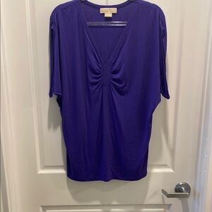 KORS Michael Kors Purple Ruched 3/4 Sleeve Blouse